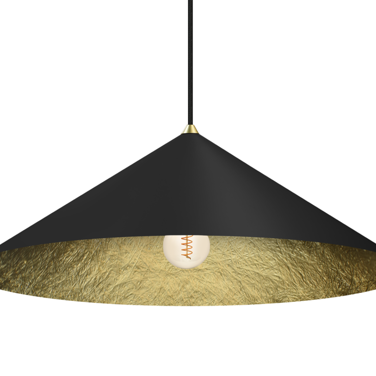 Lampa sufitowa wisząca Industrialna Loft FUJI 70cm 1xE27 MLP0646 Milagro nowoczesna oprawa oświetleniowa kompozytowa żyrandol do Kuchni Jadalni nad stół blat wyspę czarny czarna złoty złota czarno złota zwis Inspiracje Premium