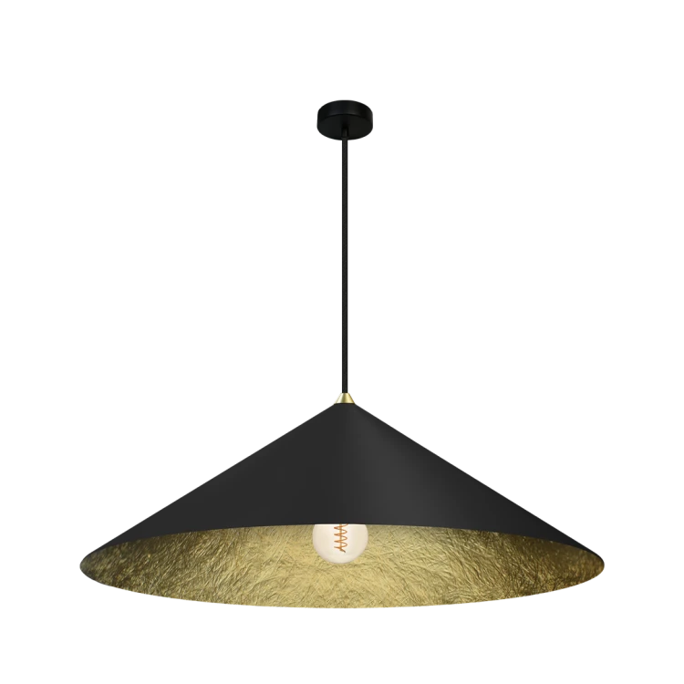 Lampa sufitowa wisząca Industrialna Loft FUJI 70cm 1xE27 MLP0646 Milagro nowoczesna oprawa oświetleniowa kompozytowa żyrandol do Kuchni Jadalni nad stół blat wyspę czarny czarna złoty złota czarno złota zwis Inspiracje Premium
