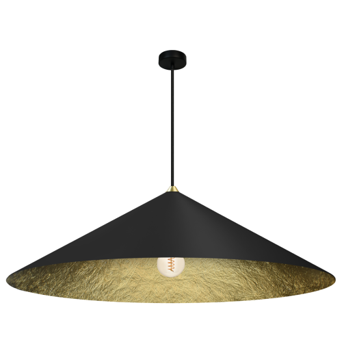 Lampa sufitowa wisząca Industrialna Loft FUJI 90cm 1xE27 MLP0647 Milagro nowoczesna oprawa oświetleniowa kompozytowa żyrandol do Kuchni Jadalni nad stół blat wyspę czarny czarna złoty złota czarno złota zwis Inspiracje Premium