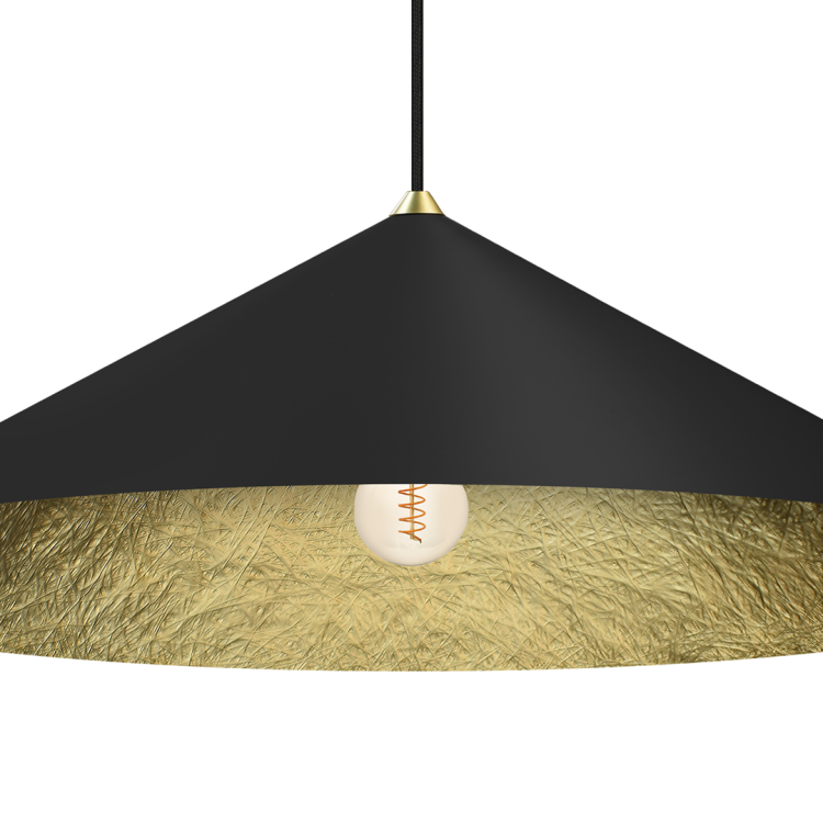 Lampa sufitowa wisząca Industrialna Loft FUJI 90cm 1xE27 MLP0647 Milagro nowoczesna oprawa oświetleniowa kompozytowa żyrandol do Kuchni Jadalni nad stół blat wyspę czarny czarna złoty złota czarno złota zwis Inspiracje Premium