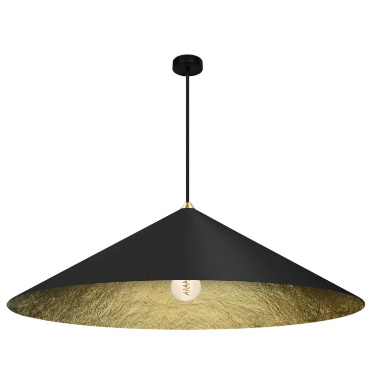 Lampa sufitowa wisząca Industrialna Loft FUJI 90cm 1xE27 MLP0647 Milagro nowoczesna oprawa oświetleniowa kompozytowa żyrandol do Kuchni Jadalni nad stół blat wyspę czarny czarna złoty złota czarno złota zwis Inspiracje Premium