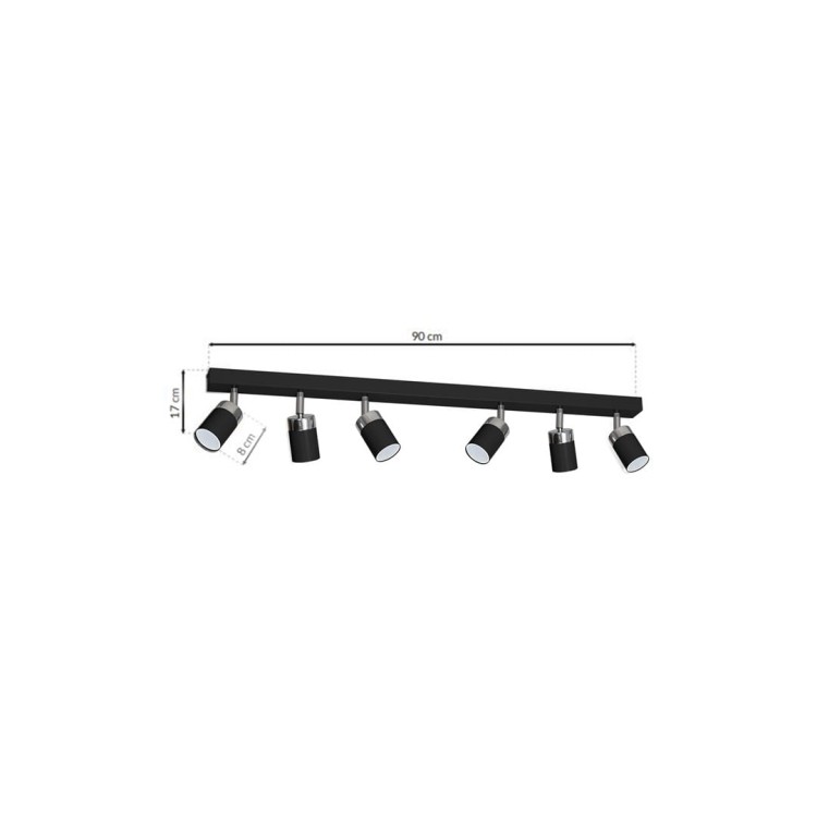 Lampa sufitowa listwa natynkowa JOKER BLACK/CHROME 6xGU10 MLP1340 Milagro 6x GU10 90cm Spot oprawa oświetleniowa nowoczesna ścienna Industrialna Loft nawierzchniowa metal czarny czarna Inspiracje Premium
