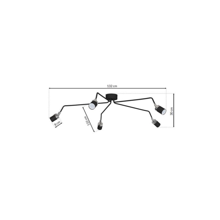 Lampa sufitowa wisząca natynkowa JOKER BLACK/CHROME 5xGU10 MLP1341 Milagro 5x GU10 132cm Spot oprawa oświetleniowa nowoczesna Industrialna Loft żyrandol metal czarny czarna chrom Inspiracje Premium
