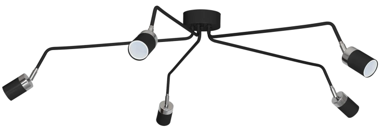 Lampa sufitowa wisząca natynkowa JOKER BLACK/CHROME 5xGU10 MLP1341 Milagro 5x GU10 132cm Spot oprawa oświetleniowa nowoczesna Industrialna Loft żyrandol metal czarny czarna chrom Inspiracje Premium
