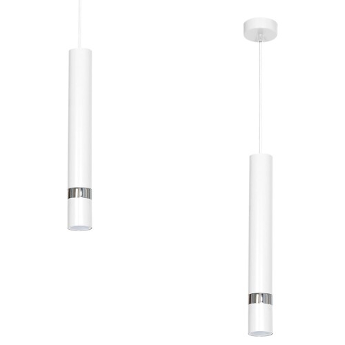 Lampa sufitowa wisząca natynkowa JOKER WHITE/CHROME 1xGU10 MLP1347 Milagro 1x GU10 50-90cm Spot oprawa oświetleniowa nowoczesna Industrialna Loft nawierzchniowa metal zwis biały biała chrom Inspiracje Premium
