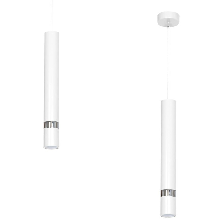 Lampa sufitowa wisząca natynkowa JOKER WHITE/CHROME 1xGU10 MLP1347 Milagro 1x GU10 50-90cm Spot oprawa oświetleniowa nowoczesna Industrialna Loft nawierzchniowa metal zwis biały biała chrom Inspiracje Premium