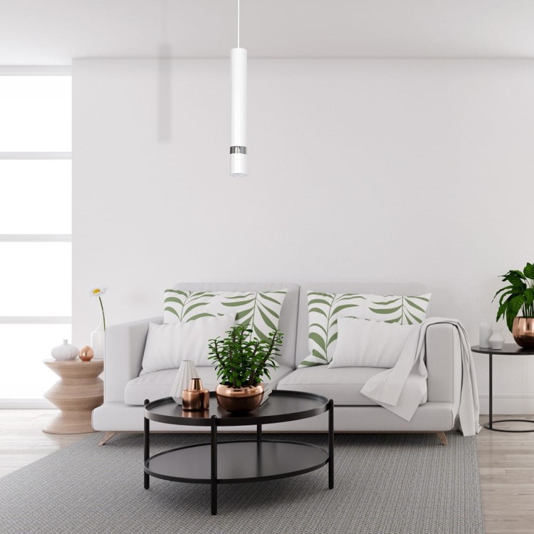 Lampa sufitowa wisząca natynkowa JOKER WHITE/CHROME 1xGU10 MLP1347 Milagro 1x GU10 50-90cm Spot oprawa oświetleniowa nowoczesna Industrialna Loft nawierzchniowa metal zwis biały biała chrom Inspiracje Premium