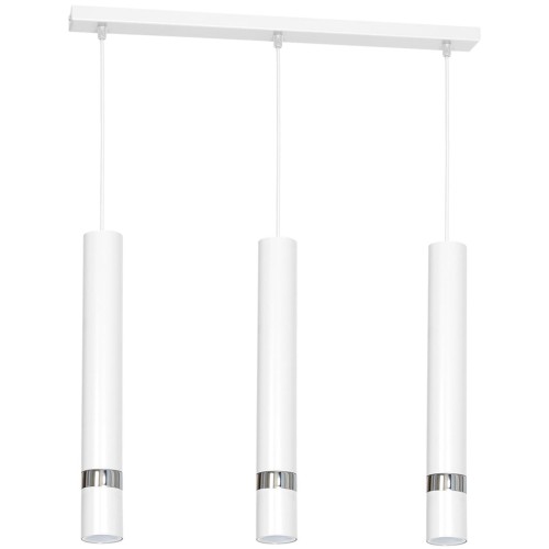 Lampa sufitowa wisząca natynkowa JOKER WHITE/CHROME 3xGU10 MLP1348 Milagro 3x GU10 60cm Spot oprawa oświetleniowa nowoczesna Industrialna Loft nawierzchniowa metal zwis biały biała chrom Inspiracje Premium