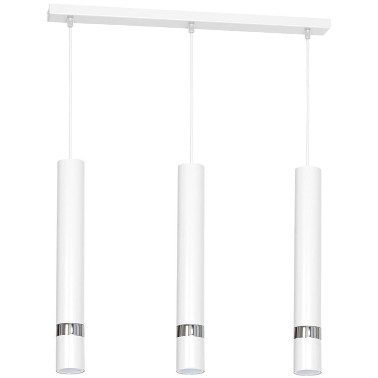 Lampa sufitowa wisząca natynkowa JOKER WHITE/CHROME 3xGU10 MLP1348 Milagro 3x GU10 60cm Spot oprawa oświetleniowa nowoczesna Industrialna Loft nawierzchniowa metal zwis biały biała chrom Inspiracje Premium