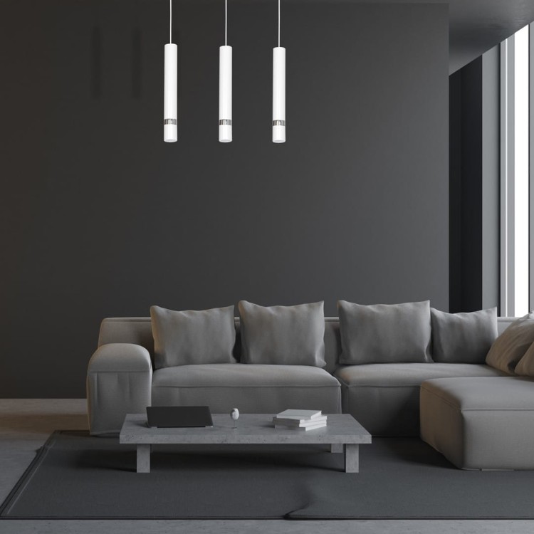 Lampa sufitowa wisząca natynkowa JOKER WHITE/CHROME 3xGU10 MLP1348 Milagro 3x GU10 60cm Spot oprawa oświetleniowa nowoczesna Industrialna Loft nawierzchniowa metal zwis biały biała chrom Inspiracje Premium