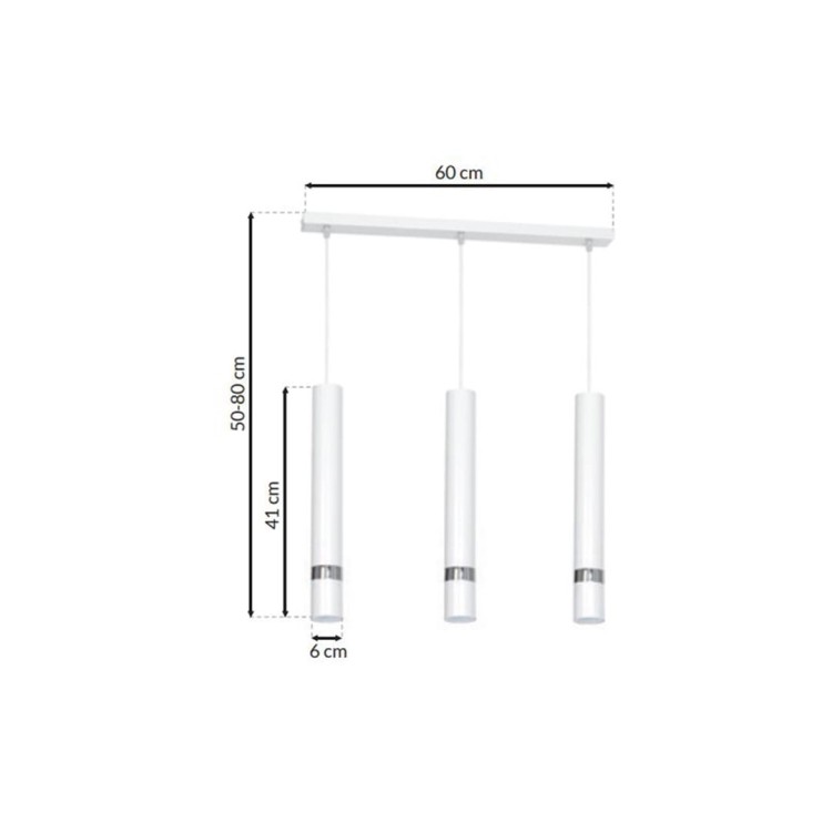 Lampa sufitowa wisząca natynkowa JOKER WHITE/CHROME 3xGU10 MLP1348 Milagro 3x GU10 60cm Spot oprawa oświetleniowa nowoczesna Industrialna Loft nawierzchniowa metal zwis biały biała chrom Inspiracje Premium