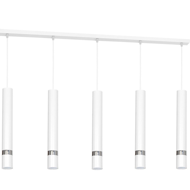 Lampa sufitowa wisząca natynkowa JOKER WHITE/CHROME 5xGU10 MLP1412 Milagro 5x GU10 90cm Spot oprawa oświetleniowa nowoczesna Industrialna Loft nawierzchniowa metal zwis biały biała chrom Inspiracje Premium