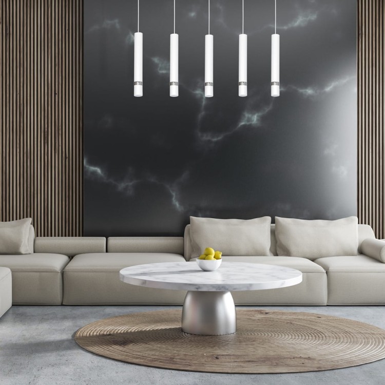 Lampa sufitowa wisząca natynkowa JOKER WHITE/CHROME 5xGU10 MLP1412 Milagro 5x GU10 90cm Spot oprawa oświetleniowa nowoczesna Industrialna Loft nawierzchniowa metal zwis biały biała chrom Inspiracje Premium