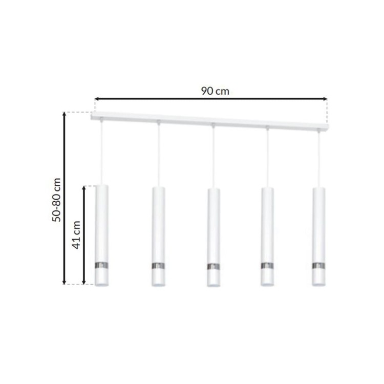 Lampa sufitowa wisząca natynkowa JOKER WHITE/CHROME 5xGU10 MLP1412 Milagro 5x GU10 90cm Spot oprawa oświetleniowa nowoczesna Industrialna Loft nawierzchniowa metal zwis biały biała chrom Inspiracje Premium