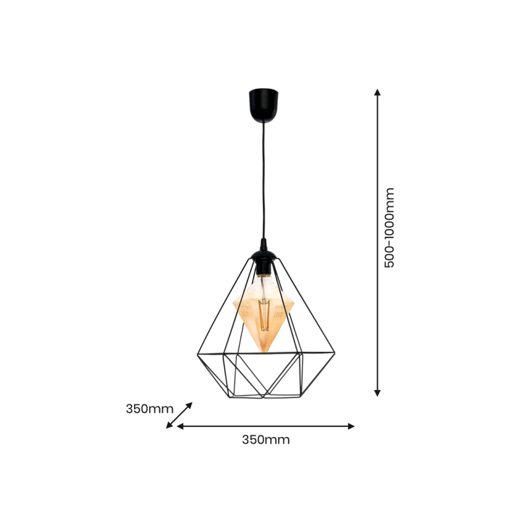 Lampa wisząca ALAMBRE BLACK 1xE27 4W żarówka w zestawie MLP4130 Milagro