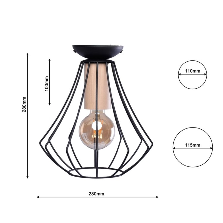 Lampa sufitowa WILL BLACK 1xE27 MLP4189 Milagro
