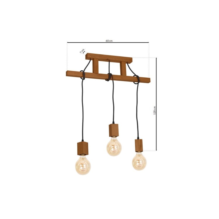 Lampa Wisząca JACK 3xE27 Dąb MLP4357 Milagro