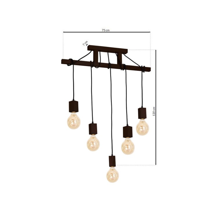 Lampa Wisząca JACK 5xE27 Orzech MLP4361 Milagro