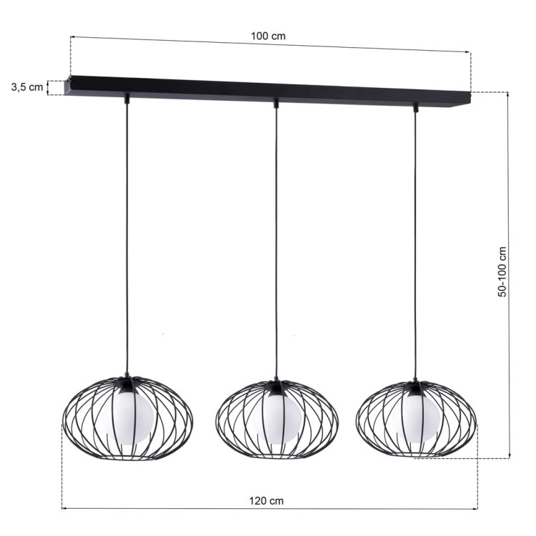 Lampa Wisząca KRONOS BLACK 3xE14 MLP4424 Milagro