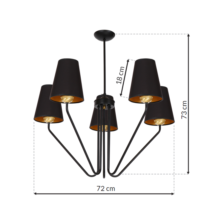 Żyrandol VICTORIA BLACK 5xE27 MLP4913 Milagro