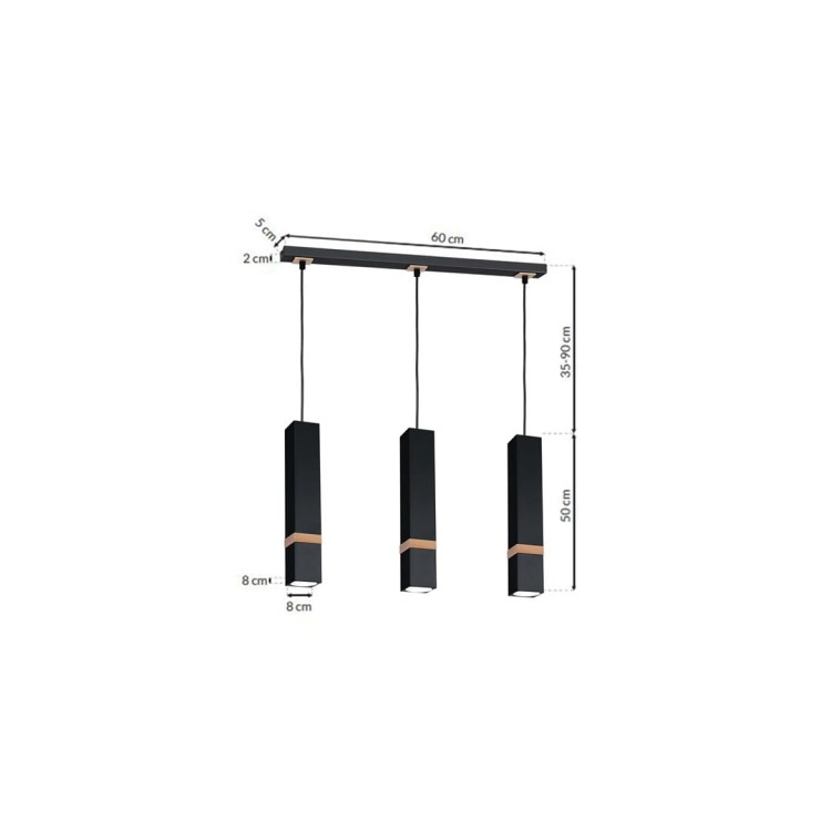 Lampa wisząca VIDAR BLACK 3xGU10 MLP5404 Milagro