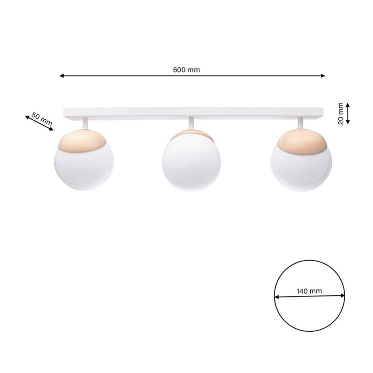 Lampa sufitowa SFERA WOOD 3xE14 MLP5427 Milagro