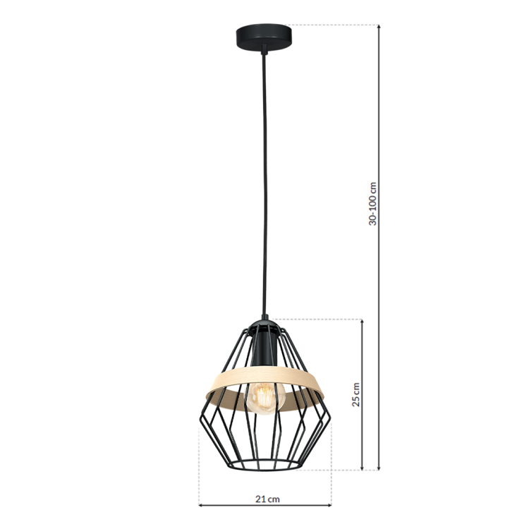 Lampa wisząca CLIFF BLACK 1xE27 MLP5524 Milagro