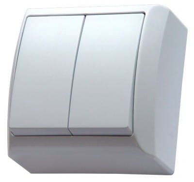 Łącznik dwugrupowy podwójny świecznikowy natynkowy ŁN-2B/00 N/T IP20 Bis OSPEL Wyłącznik biały