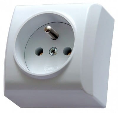 Gniazdo pojedyncze z uziemieniem natynkowe GN-1BZ/00 N/T IP20 Bis OSPEL kontakt z/u biały