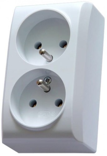 Gniazdo podwójne z uziemieniem natynkowe GN-2BZ/00 N/T IP20 Bis OSPEL kontakt z/u biały