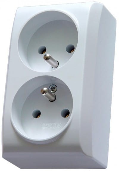 Gniazdo podwójne z uziemieniem natynkowe GN-2BZ/00 N/T IP20 Bis OSPEL kontakt z/u biały