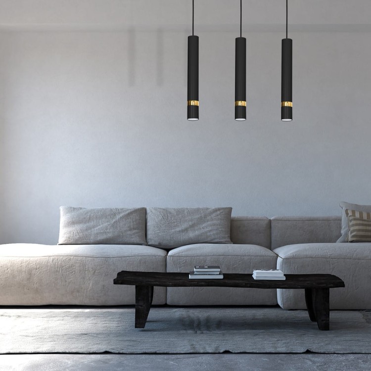 Lampa sufitowa wisząca natynkowa JOKER BLACK/GOLD 3xGU10 MLP6080 Milagro 3x GU10 60cm Spot oprawa oświetleniowa nowoczesna Industrialna Loft nawierzchniowa metal zwis czarny czarna złoty czarno złota Inspiracje Premium