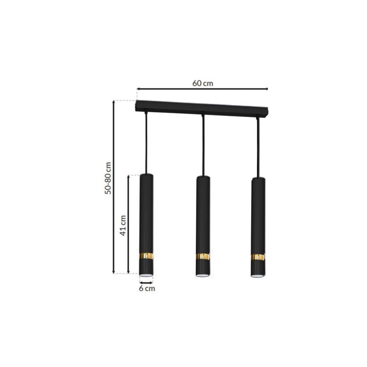Lampa sufitowa wisząca natynkowa JOKER BLACK/GOLD 3xGU10 MLP6080 Milagro 3x GU10 60cm Spot oprawa oświetleniowa nowoczesna Industrialna Loft nawierzchniowa metal zwis czarny czarna złoty czarno złota Inspiracje Premium