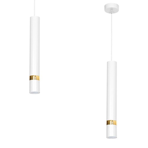 Lampa sufitowa wisząca natynkowa JOKER WHITE/GOLD 1xGU10 MLP6081 Milagro 1x GU10 50-90cm Spot oprawa oświetleniowa nowoczesna Industrialna Loft nawierzchniowa metal zwis biały biała złoty biało złota Inspiracje Premium