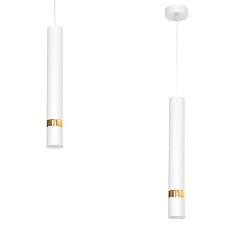 Lampa sufitowa wisząca natynkowa JOKER WHITE/GOLD 1xGU10 MLP6081 Milagro 1x GU10 50-90cm Spot oprawa oświetleniowa nowoczesna Industrialna Loft nawierzchniowa metal zwis biały biała złoty biało złota Inspiracje Premium
