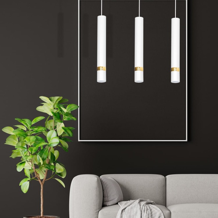 Lampa sufitowa wisząca natynkowa JOKER WHITE/GOLD 3xGU10 MLP6082 Milagro 3x GU10 60cm Spot oprawa oświetleniowa nowoczesna Industrialna Loft nawierzchniowa metal zwis biały biała złoty biało złota Inspiracje Premium