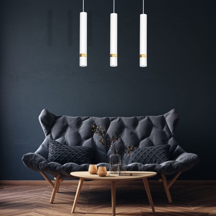 Lampa sufitowa wisząca natynkowa JOKER WHITE/GOLD 3xGU10 MLP6082 Milagro 3x GU10 60cm Spot oprawa oświetleniowa nowoczesna Industrialna Loft nawierzchniowa metal zwis biały biała złoty biało złota Inspiracje Premium