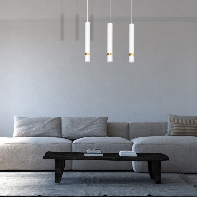 Lampa sufitowa wisząca natynkowa JOKER WHITE/GOLD 3xGU10 MLP6082 Milagro 3x GU10 60cm Spot oprawa oświetleniowa nowoczesna Industrialna Loft nawierzchniowa metal zwis biały biała złoty biało złota Inspiracje Premium