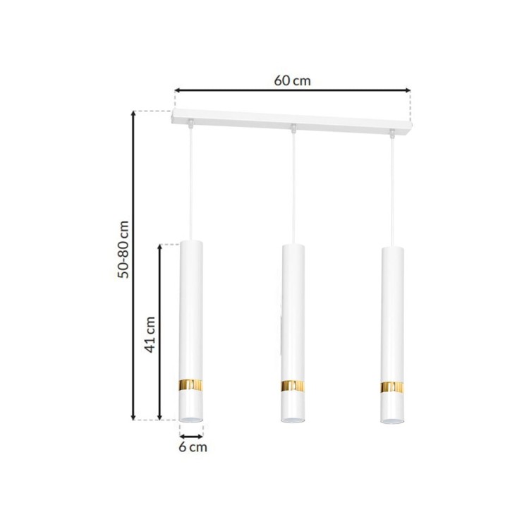Lampa sufitowa wisząca natynkowa JOKER WHITE/GOLD 3xGU10 MLP6082 Milagro 3x GU10 60cm Spot oprawa oświetleniowa nowoczesna Industrialna Loft nawierzchniowa metal zwis biały biała złoty biało złota Inspiracje Premium