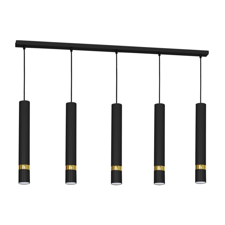 Lampa sufitowa wisząca natynkowa JOKER BLACK/GOLD 5xGU10 MLP6121 Milagro 5x GU10 90cm Spot oprawa oświetleniowa nowoczesna Industrialna Loft nawierzchniowa metal zwis czarny czarna złoty czarno złota Inspiracje Premium