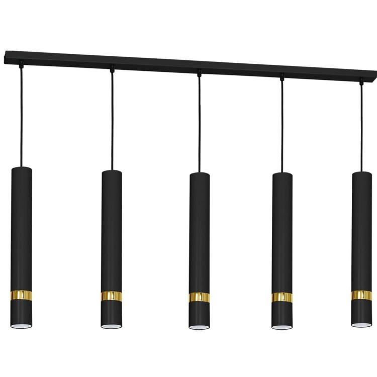 Lampa sufitowa wisząca natynkowa JOKER BLACK/GOLD 5xGU10 MLP6121 Milagro 5x GU10 90cm Spot oprawa oświetleniowa nowoczesna Industrialna Loft nawierzchniowa metal zwis czarny czarna złoty czarno złota Inspiracje Premium