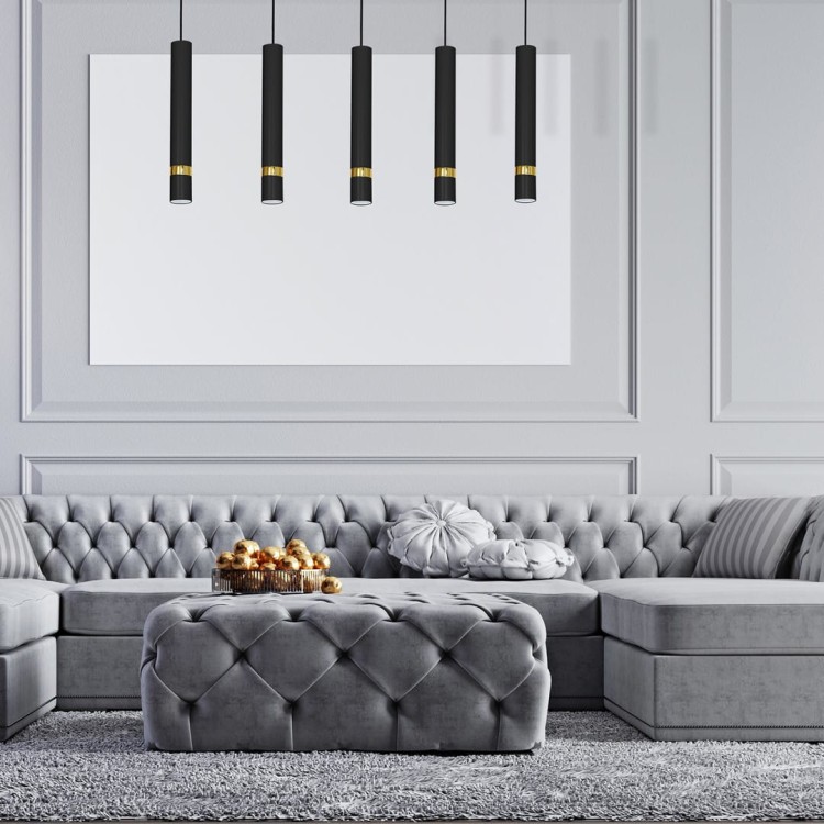 Lampa sufitowa wisząca natynkowa JOKER BLACK/GOLD 5xGU10 MLP6121 Milagro 5x GU10 90cm Spot oprawa oświetleniowa nowoczesna Industrialna Loft nawierzchniowa metal zwis czarny czarna złoty czarno złota Inspiracje Premium