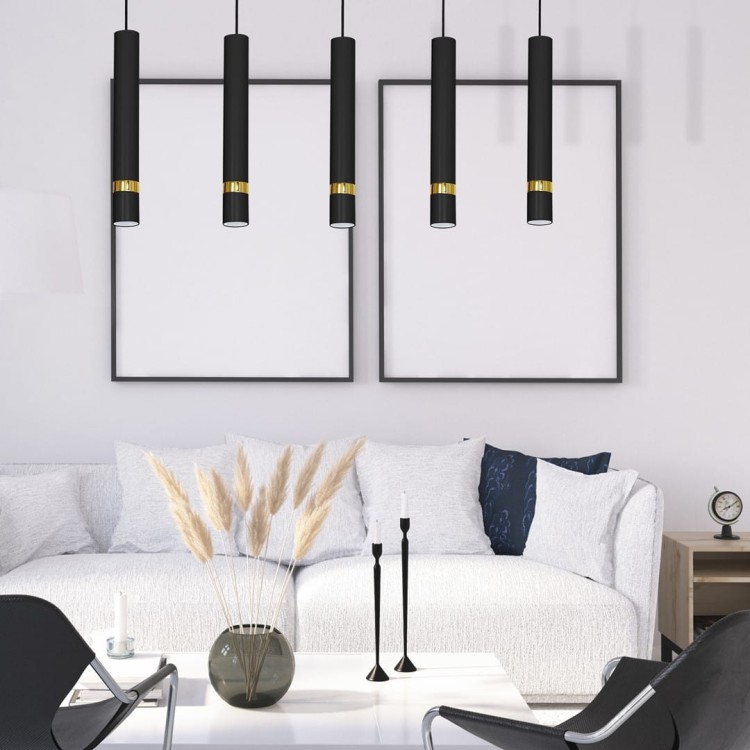 Lampa sufitowa wisząca natynkowa JOKER BLACK/GOLD 5xGU10 MLP6121 Milagro 5x GU10 90cm Spot oprawa oświetleniowa nowoczesna Industrialna Loft nawierzchniowa metal zwis czarny czarna złoty czarno złota Inspiracje Premium