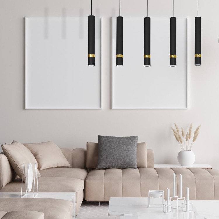 Lampa sufitowa wisząca natynkowa JOKER BLACK/GOLD 5xGU10 MLP6121 Milagro 5x GU10 90cm Spot oprawa oświetleniowa nowoczesna Industrialna Loft nawierzchniowa metal zwis czarny czarna złoty czarno złota Inspiracje Premium