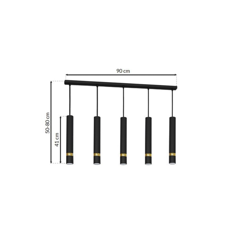 Lampa sufitowa wisząca natynkowa JOKER BLACK/GOLD 5xGU10 MLP6121 Milagro 5x GU10 90cm Spot oprawa oświetleniowa nowoczesna Industrialna Loft nawierzchniowa metal zwis czarny czarna złoty czarno złota Inspiracje Premium