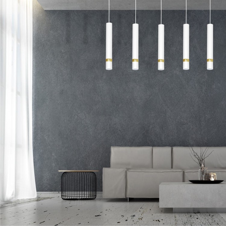 Lampa sufitowa wisząca natynkowa JOKER WHITE/GOLD 5xGU10 MLP612 Milagro 5x GU10 90cm Spot oprawa oświetleniowa nowoczesna Industrialna Loft nawierzchniowa metal zwis biały biała złoty biało złota Inspiracje Premium