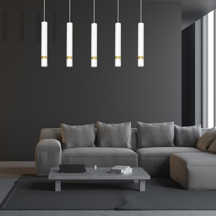 Lampa sufitowa wisząca natynkowa JOKER WHITE/GOLD 5xGU10 MLP612 Milagro 5x GU10 90cm Spot oprawa oświetleniowa nowoczesna Industrialna Loft nawierzchniowa metal zwis biały biała złoty biało złota Inspiracje Premium