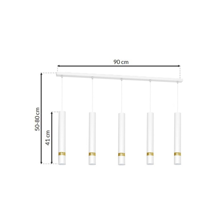 Lampa sufitowa wisząca natynkowa JOKER WHITE/GOLD 5xGU10 MLP612 Milagro 5x GU10 90cm Spot oprawa oświetleniowa nowoczesna Industrialna Loft nawierzchniowa metal zwis biały biała złoty biało złota Inspiracje Premium