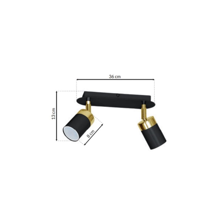 Lampa sufitowa listwa natynkowa JOKER BLACK/GOLD 2xGU10 MLP6124 Milagro 2x GU10 24cm Spot oprawa oświetleniowa nowoczesna ścienna Industrialna Loft nawierzchniowa metal czarny czarna złoty czarno złota Inspiracje Premium