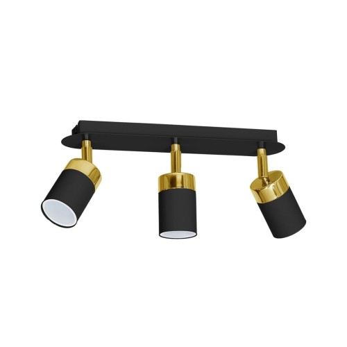 Lampa sufitowa listwa natynkowa JOKER BLACK/GOLD 3xGU10 MLP6125 Milagro 3x GU10 34cm Spot oprawa oświetleniowa nowoczesna ścienna Industrialna Loft nawierzchniowa metal czarny czarna złoty czarno złota Inspiracje Premium